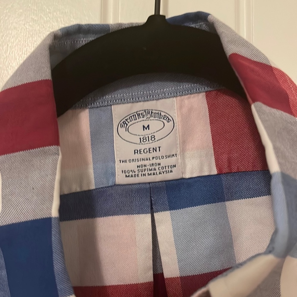 Red white blue medium Brooks Brothers non iron button down